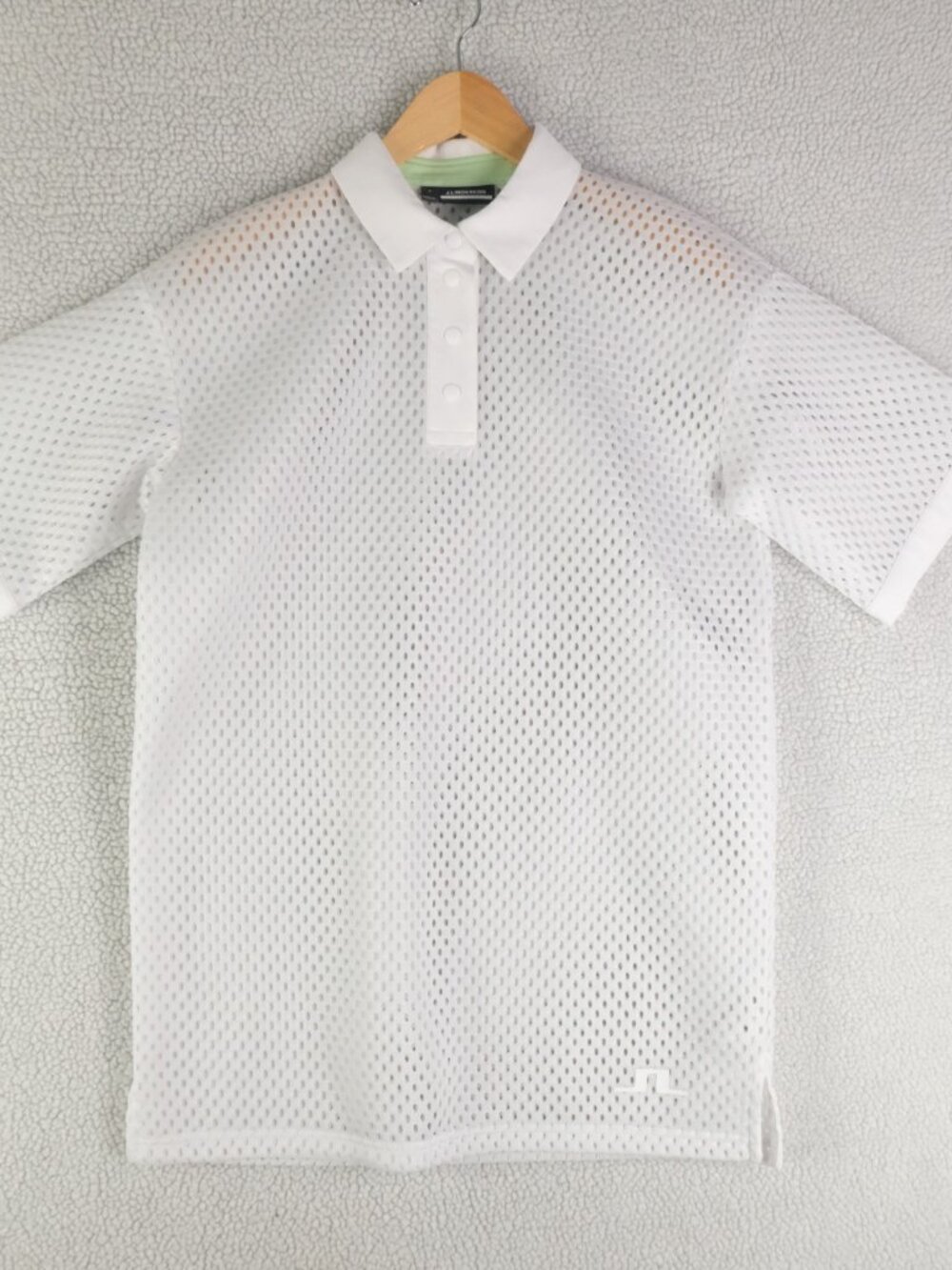 J Lindeberg Polo Mens Small White Mesh Golf Short Sleeve Athletic
